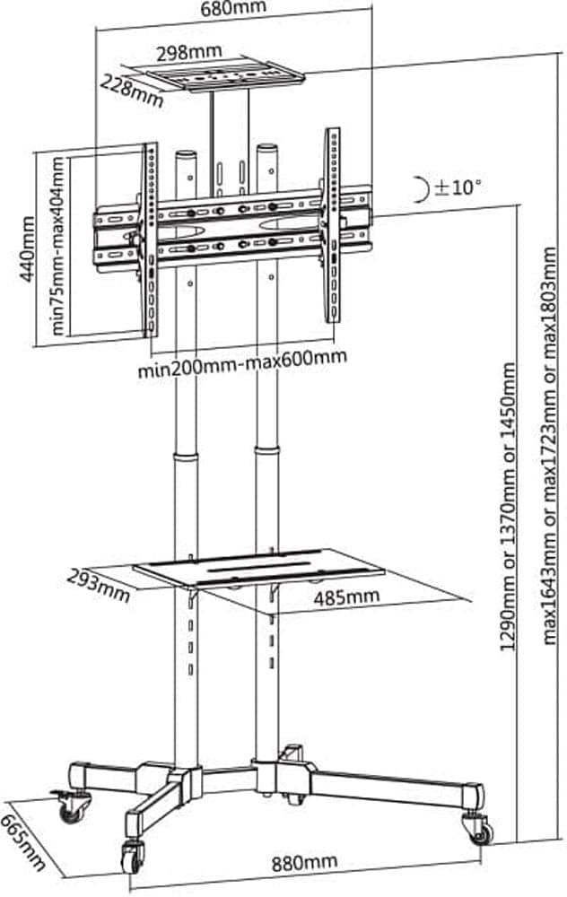 Trolley da Pavimento con Mensola per TV LCD/LED/Plasma 37-70'' in Mobili Scontolo.net - Potenza, commercioVirtuoso.it