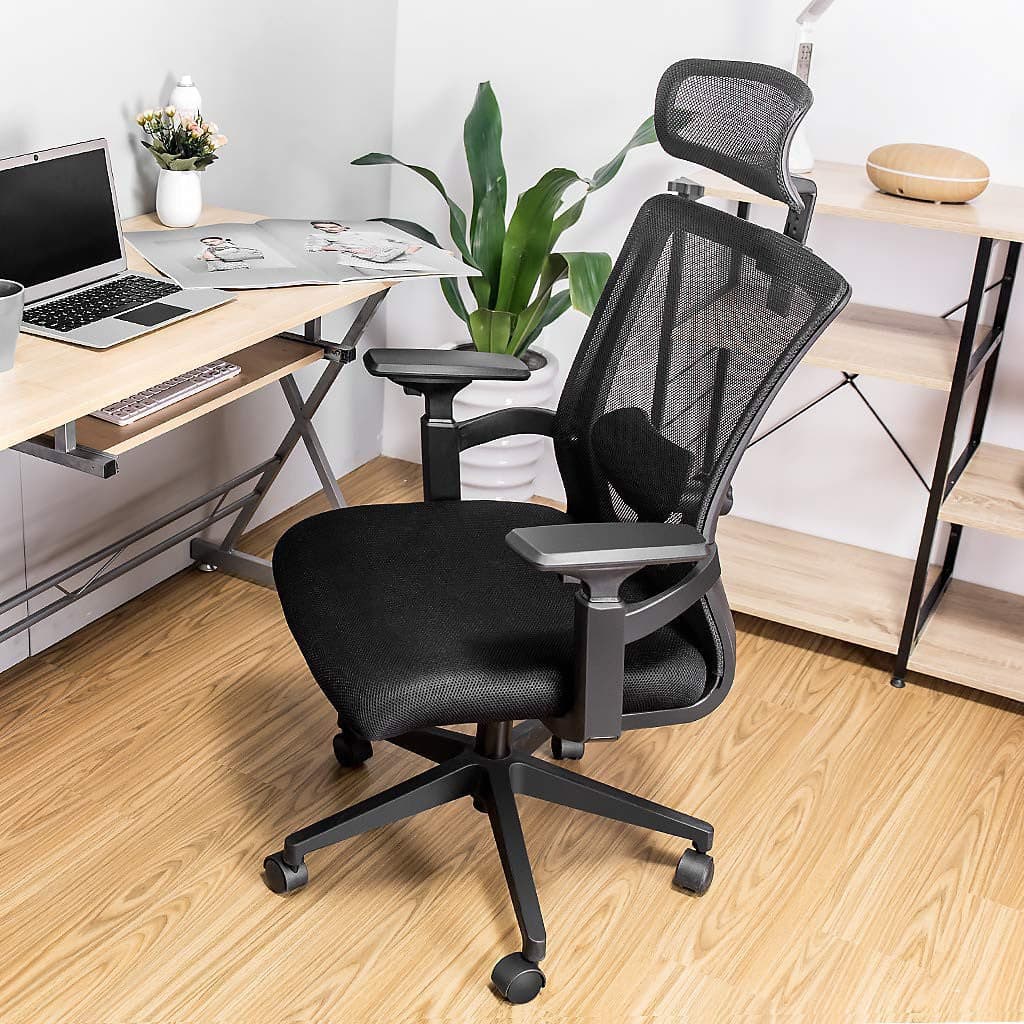 Sedia per Ufficio con Schienale Alto e Poggiatesta Regolabile Nero in Sedie da scrivania Scontolo.net - Potenza, commercioVirtuoso.it