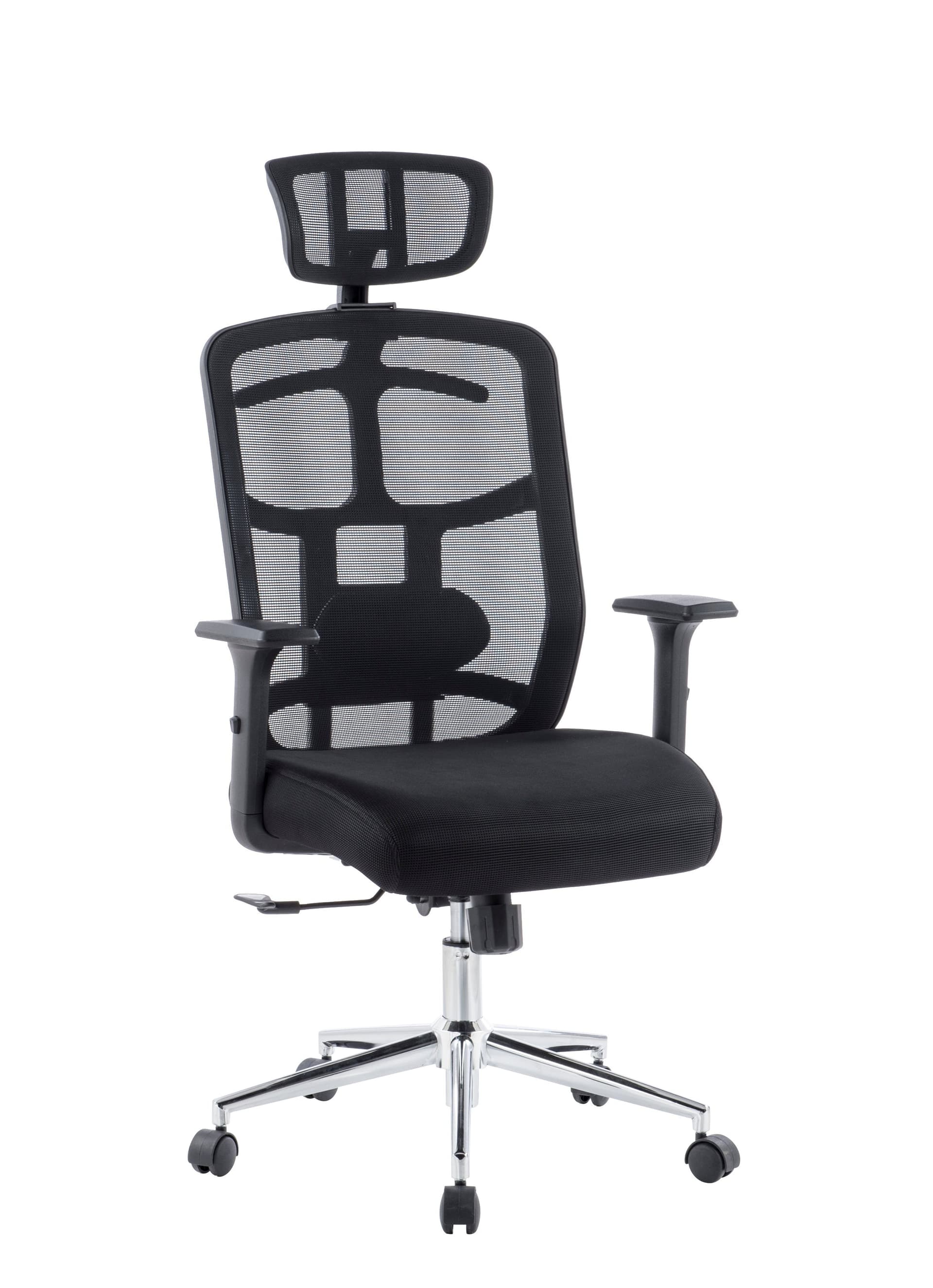 Sedia per Ufficio con Schienale Alto, Poggiatesta e Base Cromata Nero in Sedie da scrivania Scontolo.net - Potenza, commercioVirtuoso.it