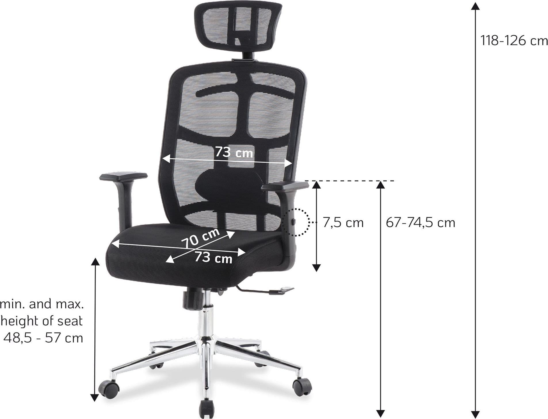 Sedia per Ufficio con Schienale Alto, Poggiatesta e Base Cromata Nero in Sedie da scrivania Scontolo.net - Potenza, commercioVirtuoso.it
