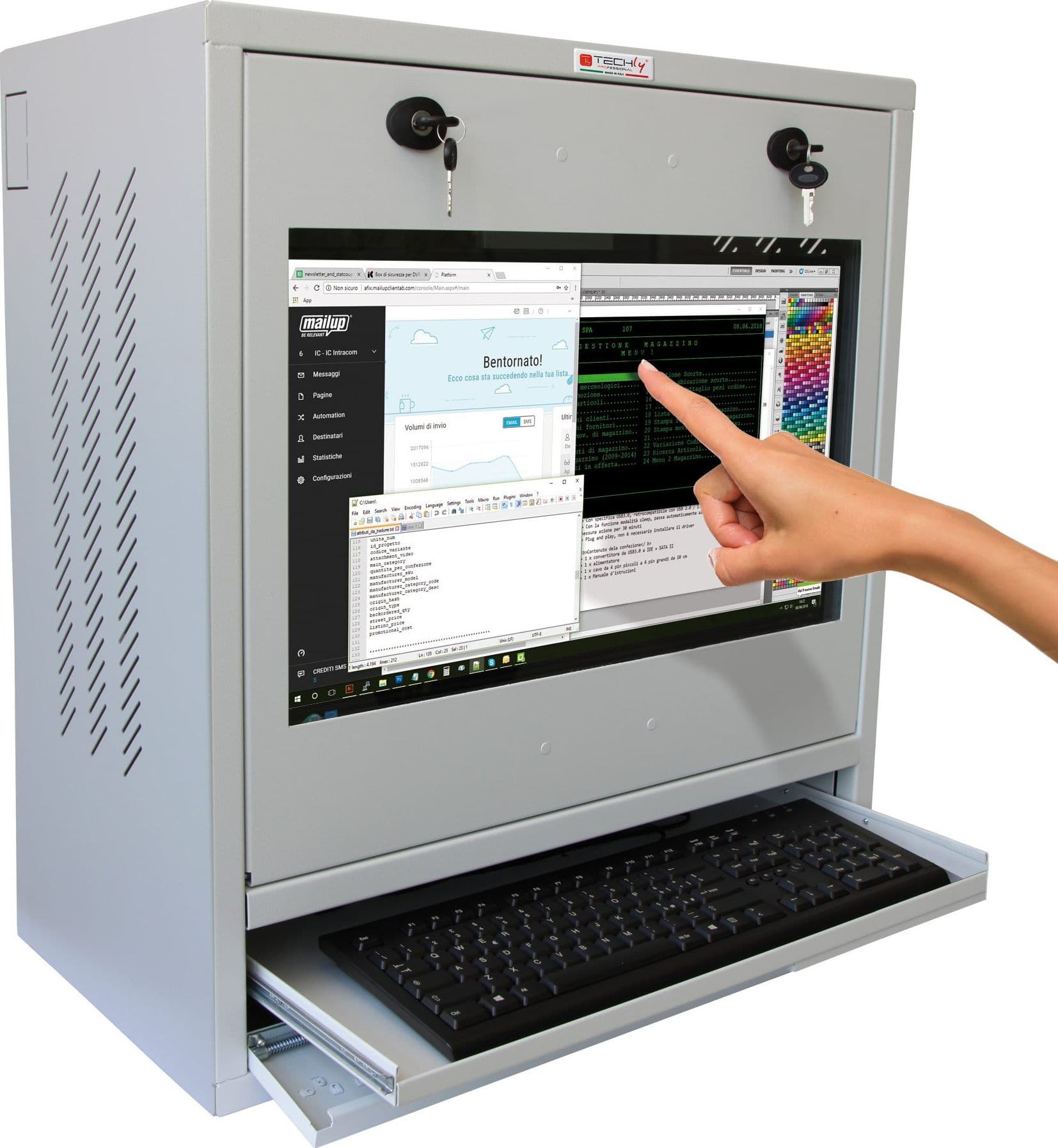 Armadio di sicurezza per PC, monitor touch LCD e tastiera Grigio senza vetro in Postazioni di lavoro per computer Scontolo.net - Potenza, commercioVirtuoso.it