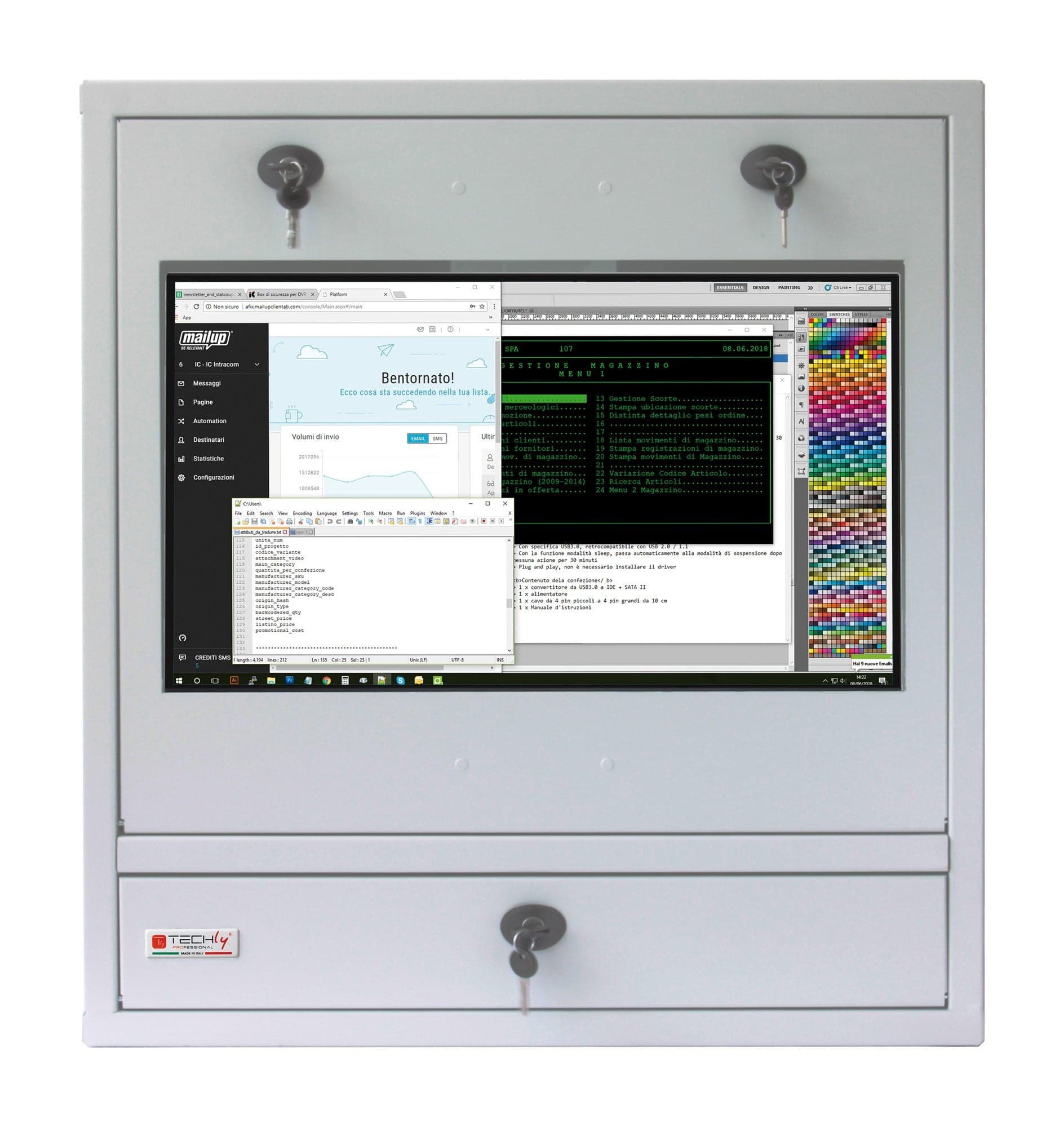 Armadio di sicurezza per PC, monitor touch LCD e tastiera Grigio senza vetro in Postazioni di lavoro per computer Scontolo.net - Potenza, commercioVirtuoso.it