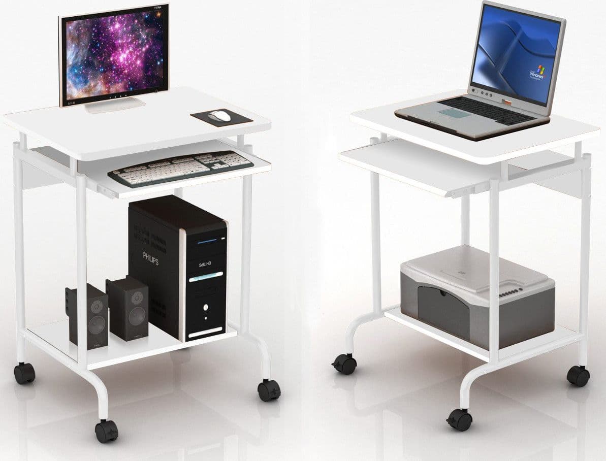 Scrivania Mobile ''Compact'' per Computer Ripiano Tastiera Scorrevole Bianco in Postazioni di lavoro per computer Scontolo.net - Potenza, commercioVirtuoso.it