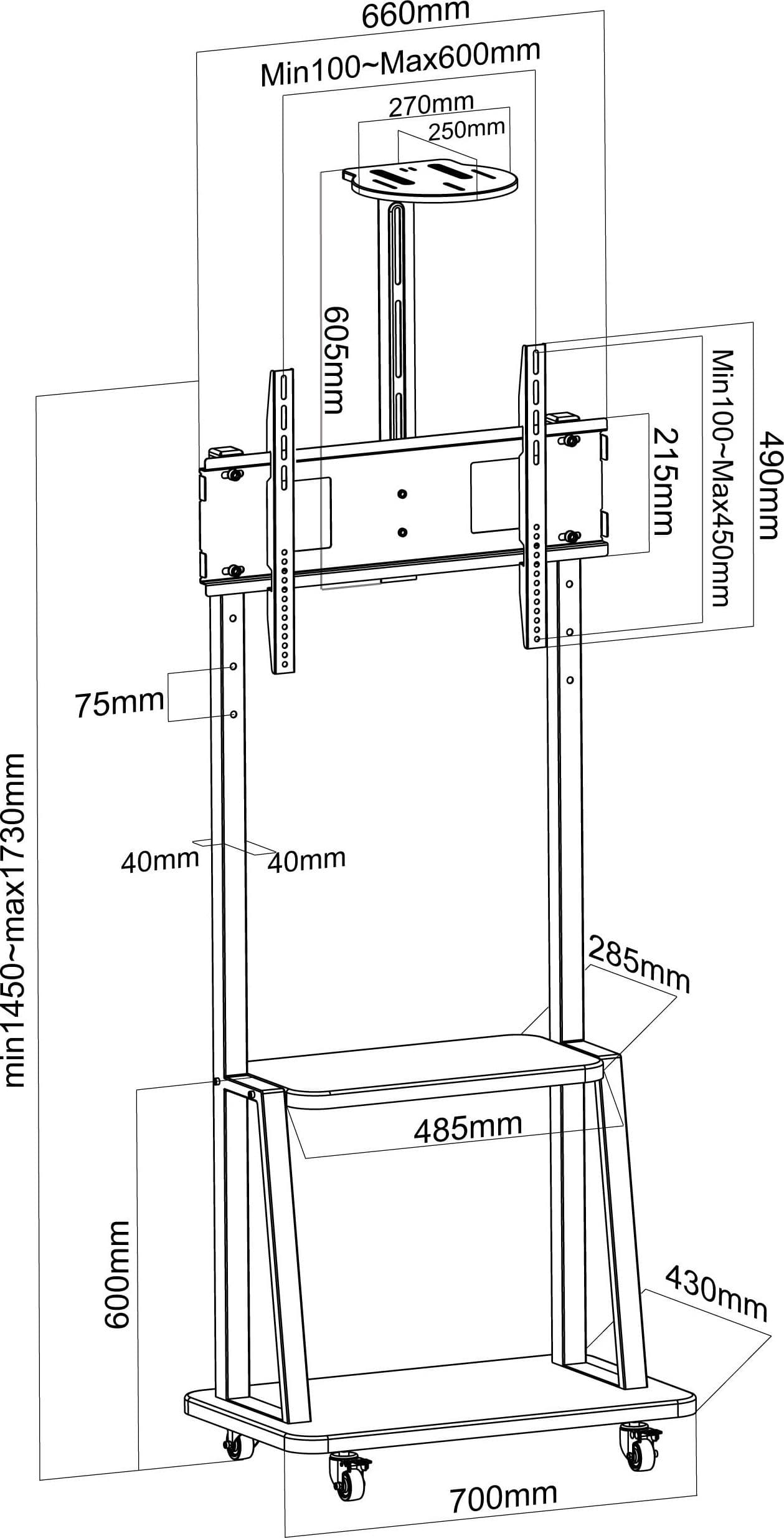 Supporto a Pavimento con Mensola per TV LCD/LED/Plasma 32-70'' in Mobili Scontolo.net - Potenza, commercioVirtuoso.it