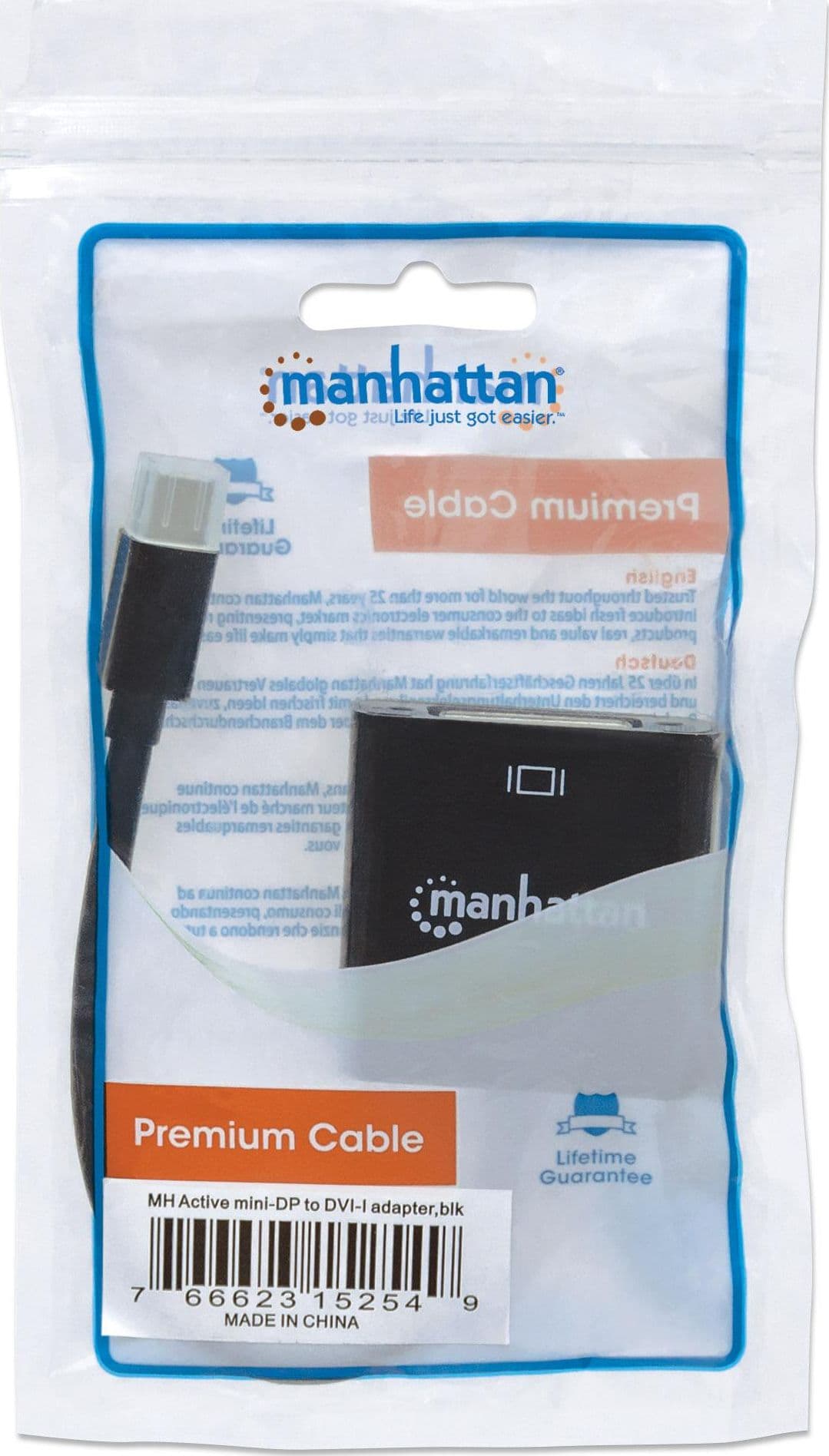 Convertitore Attivo MiniDP M a DVI F 15cm 4K Nero