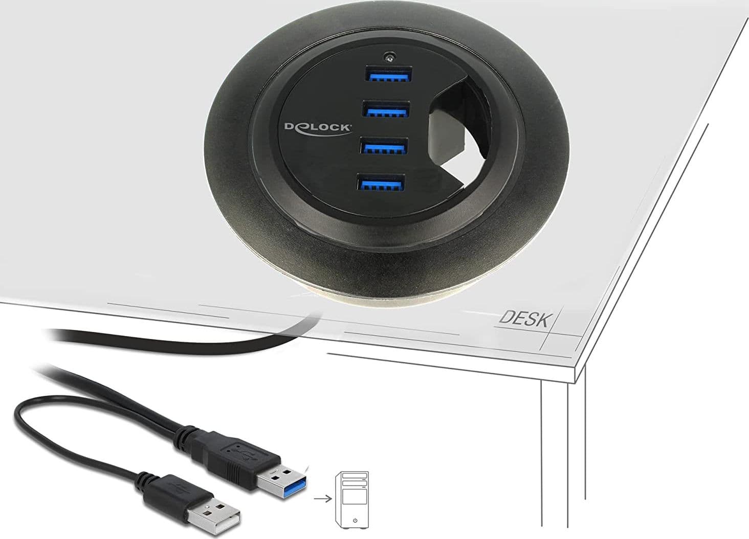 Hub USB 3.0 4 porte In-Desk Diametro 6 e 8 cm in  Scontolo.net - Potenza, commercioVirtuoso.it