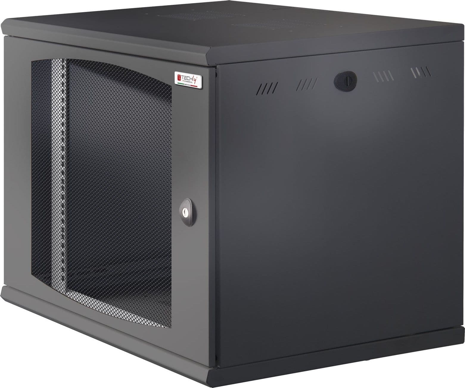 Armadio Rack 19'' a muro 16U sezione unica P 600mm Porta Grigliata Nero