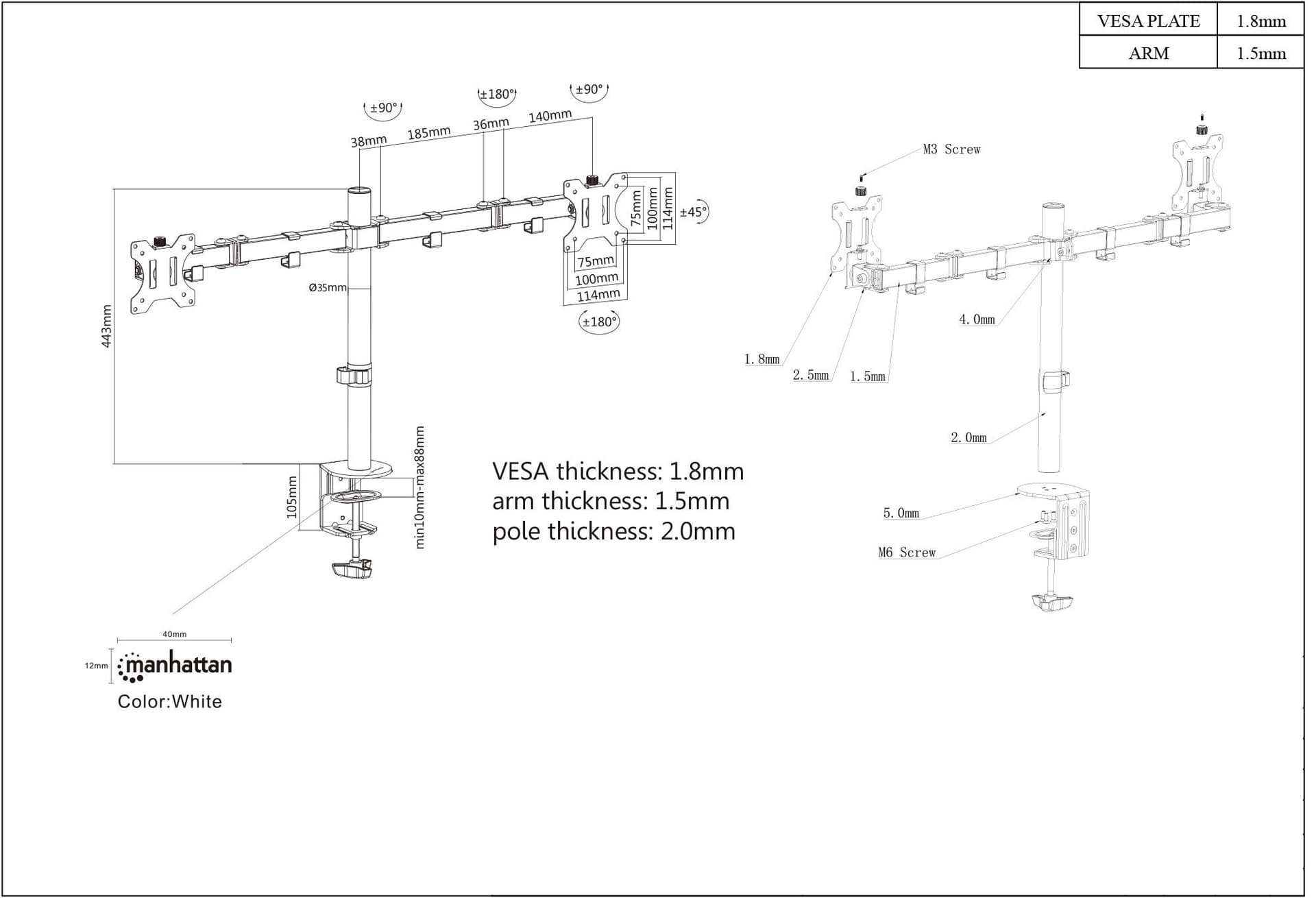 Supporto da Scrivania per 2 Monitor 13-32'' con Morsetto in Supporti Scontolo.net - Potenza, commercioVirtuoso.it