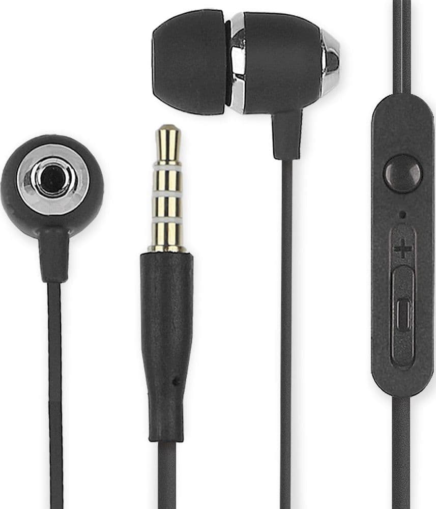 Cuffie Auricolari Audio 3.5 mm con Microfono Controllo Volume V5 Nero