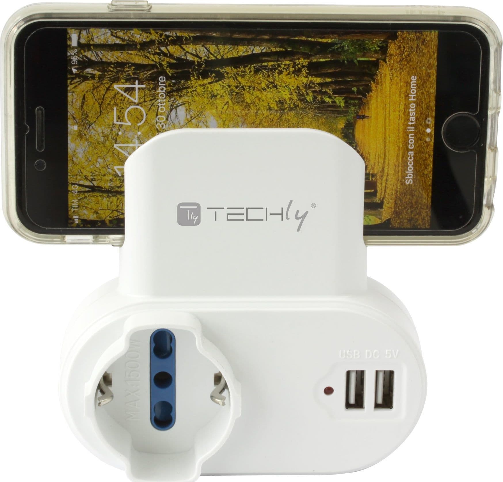 Adattatore Presa bipasso/Schuko 2 USB 1A con porta telefono in Adattatori da viaggio Scontolo.net - Potenza, commercioVirtuoso.it