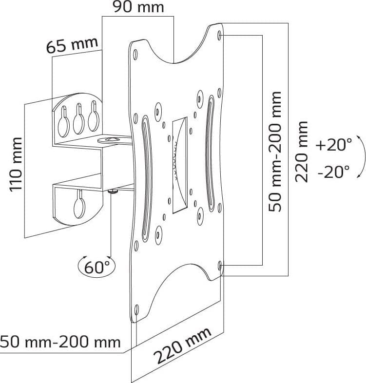 Supporto a Muro Inclinabile per TV 17-42'' Nero in Supporti da parete e da soffitto Scontolo.net - Potenza, commercioVirtuoso.it