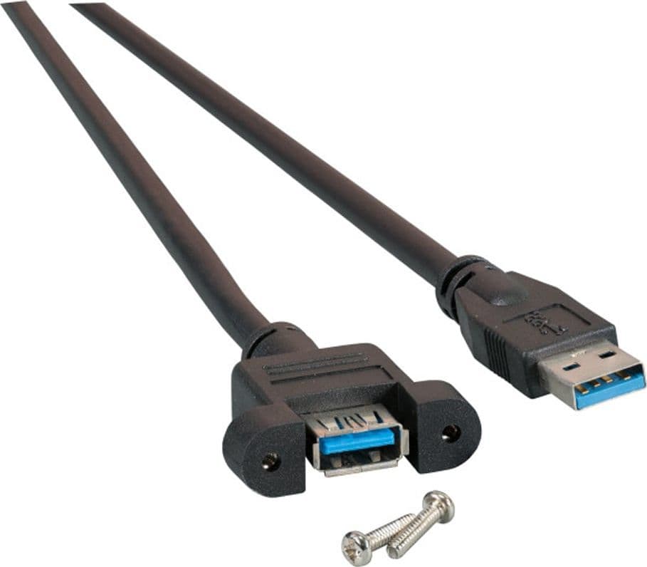 Cavo Prolunga USB 3.2 SuperSpeed A/A M/F da Pannello 1m Nero