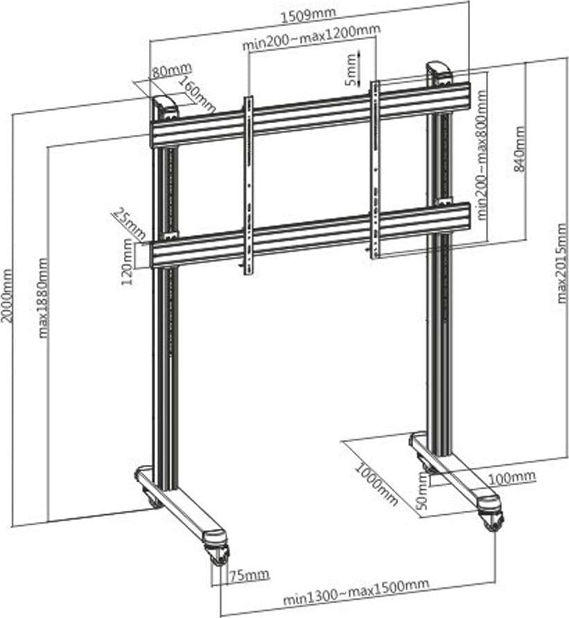Trolley da Pavimento Mobile per TV LCD/LED/Plasma 70-120'' in Mobili Scontolo.net - Potenza, commercioVirtuoso.it