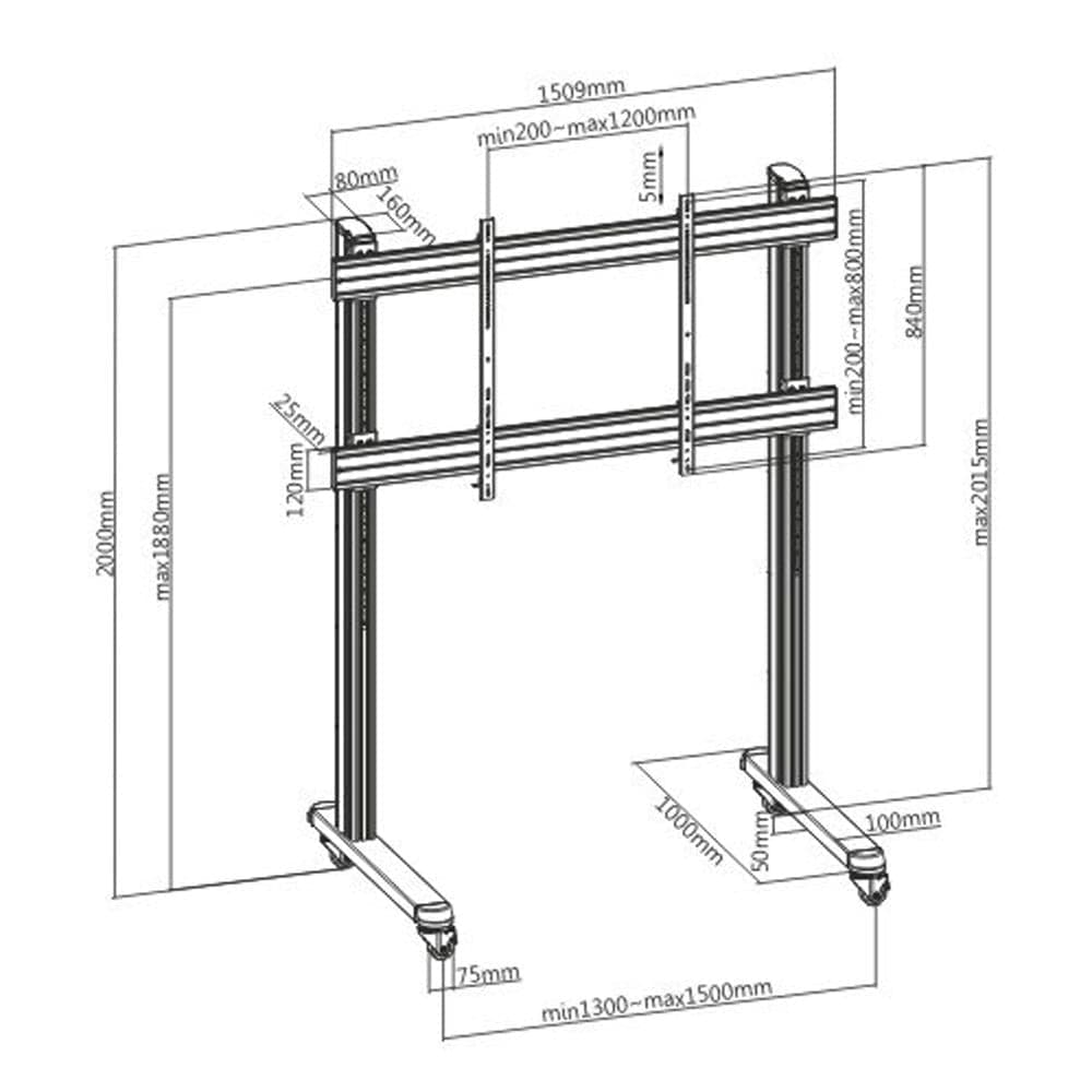 Trolley da Pavimento Mobile per TV LCD/LED/Plasma 70-120'' in Mobili Scontolo.net - Potenza, commercioVirtuoso.it