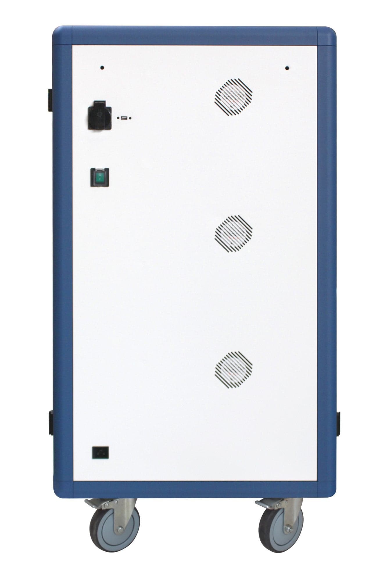 Carrello Stazione di Ricarica USB Ventilato per 30 Notebook/Tablet/Smartphone Bianco/Blu in Caricabatterie da muro Scontolo.net - Potenza, commercioVirtuoso.it