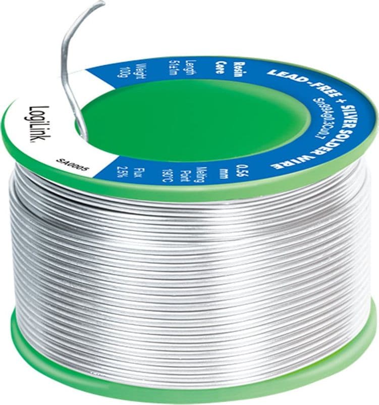 Stagno in Rotolo per Saldatura Senza Piombo Argento 0,3% Rame 0,7% &oslash 0,56 mm 100g