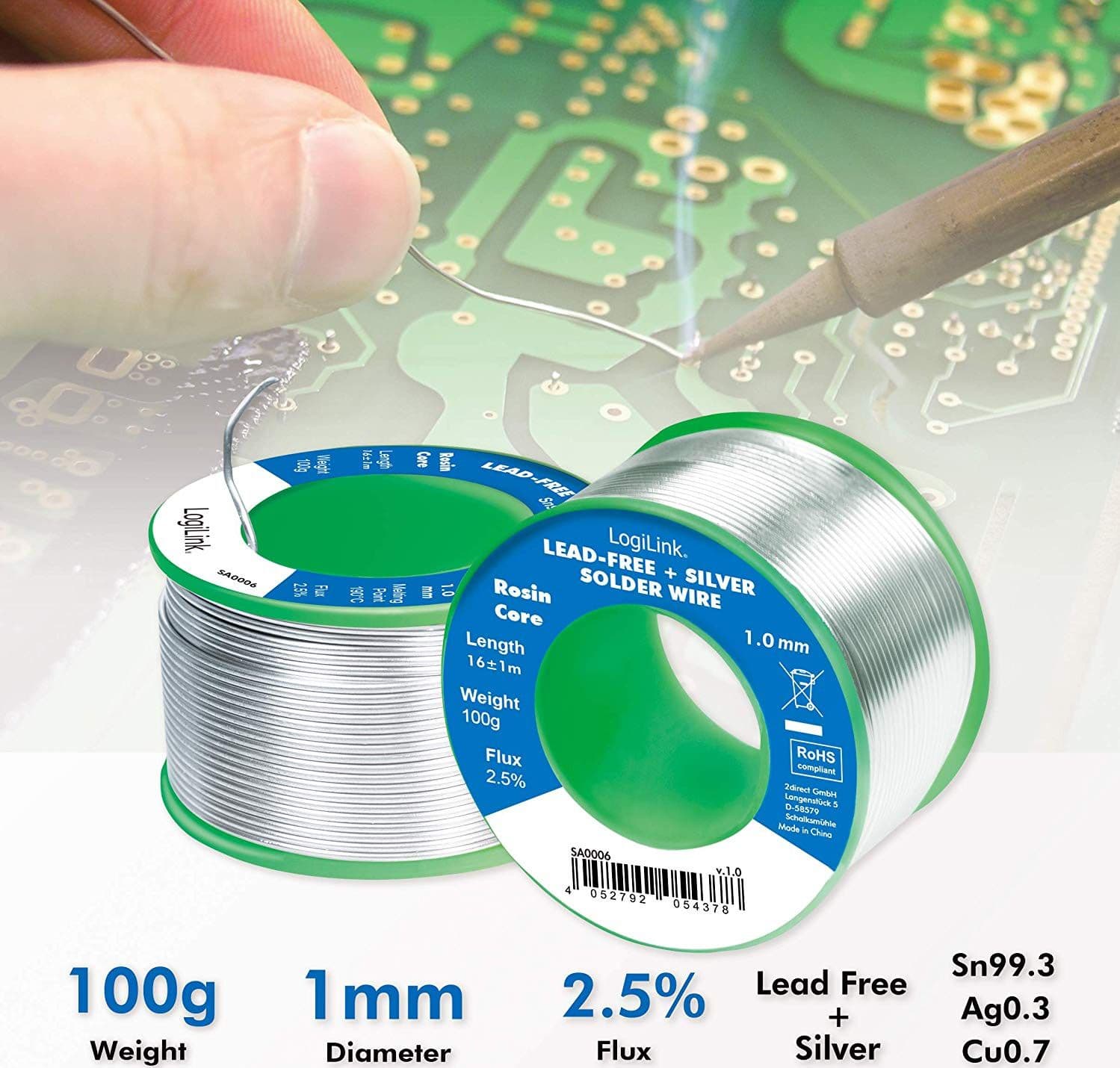 Stagno in Rotolo per Saldatura Senza Piombo Argento 0,3% &oslash 1 mm 100g in  Scontolo.net - Potenza, commercioVirtuoso.it