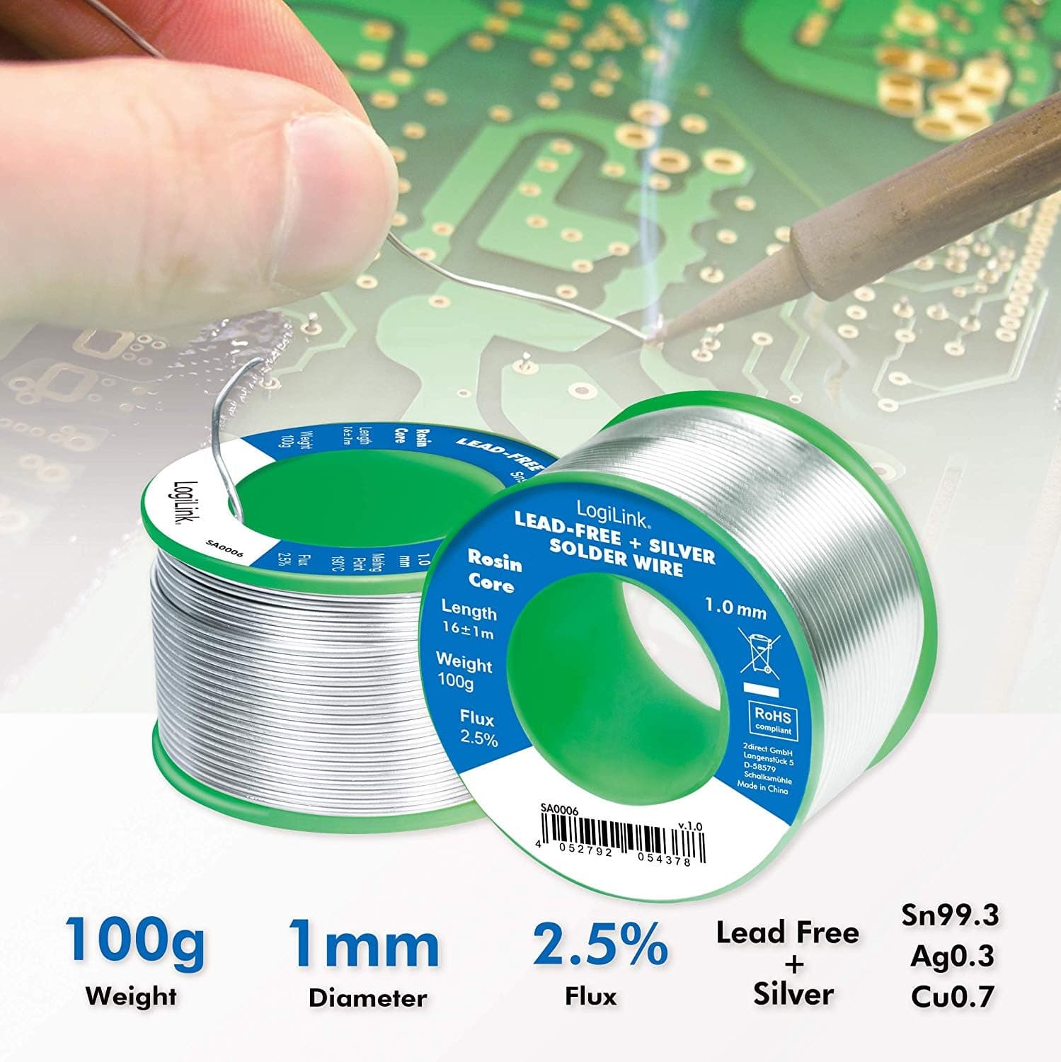 Stagno in Rotolo per Saldatura Senza Piombo Argento 0,3% &oslash 1 mm 100g in  Scontolo.net - Potenza, commercioVirtuoso.it