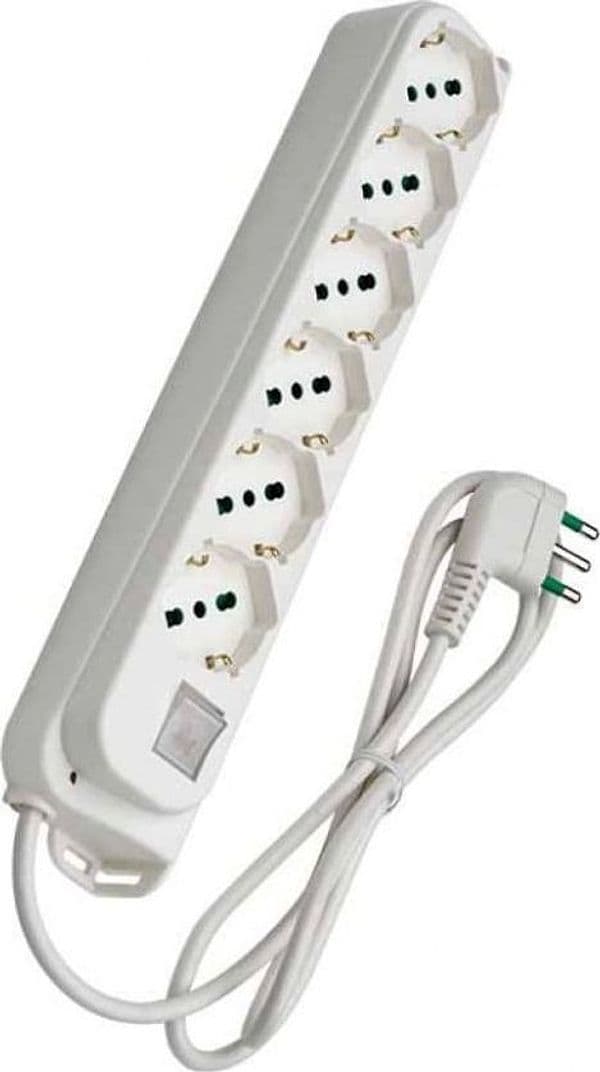 Multipresa 6 Posti Schuko con Interruttore e Cavo 1,5m Bianco in Multiprese Scontolo.net - Potenza, commercioVirtuoso.it