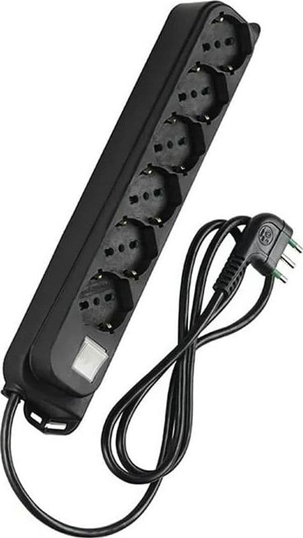 Multipresa 6 Posti Schuko con Interruttore e Cavo 1,5m Nero in Multiprese Scontolo.net - Potenza, commercioVirtuoso.it