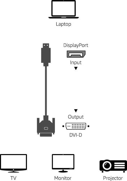 Cavo Monitor DisplayPort Maschio a DVI Maschio Passivo 2m Nero in  Scontolo.net - Potenza, commercioVirtuoso.it