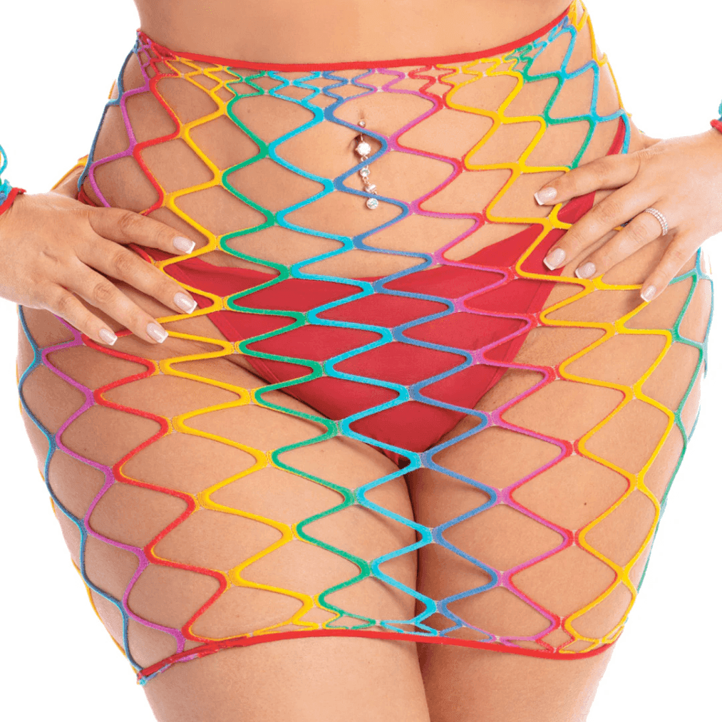 Completo Sexy Donna Rete Larga Arcobaleno Due Pezzi Trasparente con Top e Gonna in Completi intimi Do You Erotic - Napoli, commercioVirtuoso.it