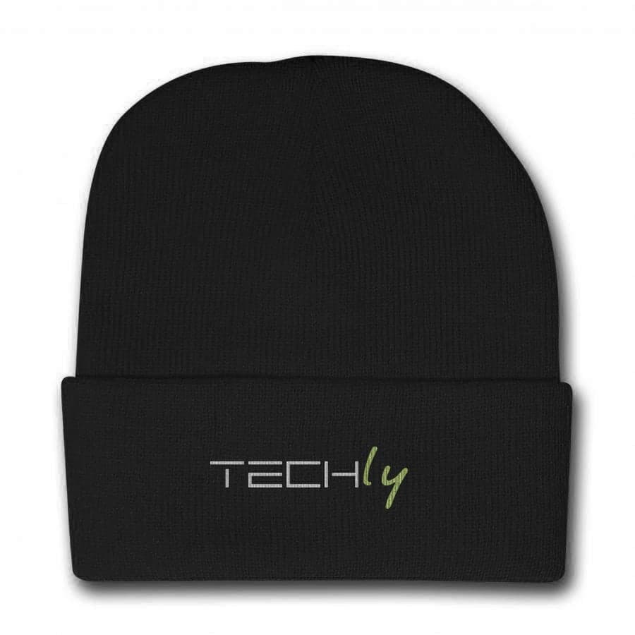 Berretto invernale a costine nero con logo Techly in Berretti in maglia Scontolo.net - Potenza, commercioVirtuoso.it
