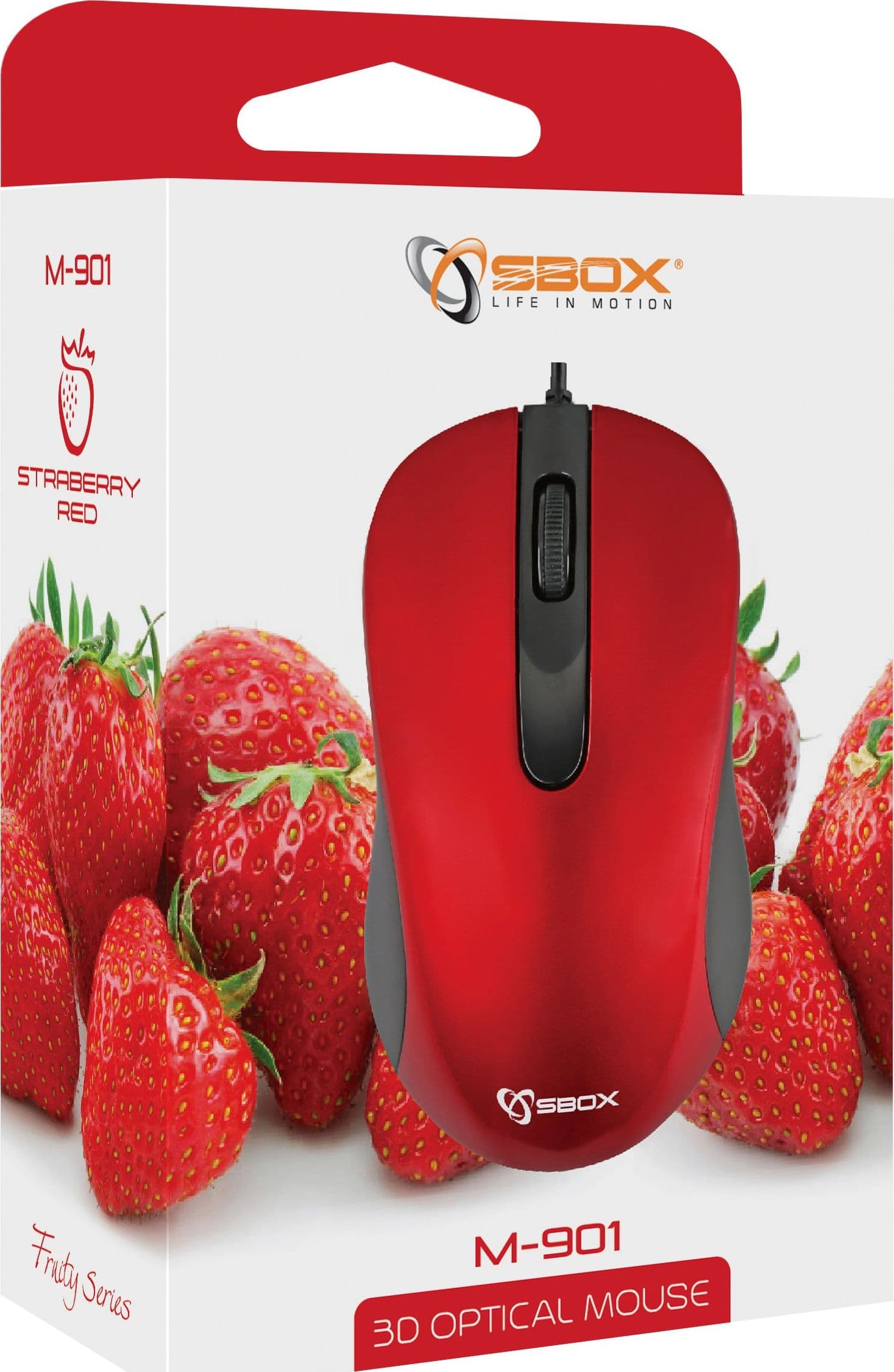 Mouse Ottico USB 1000 Dpi 3D Rosso, M-901