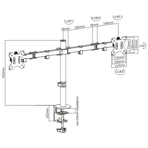 Supporto da Scrivania per 2 Monitor 13-32'' a Morsetto in Supporti Scontolo.net - Potenza, commercioVirtuoso.it