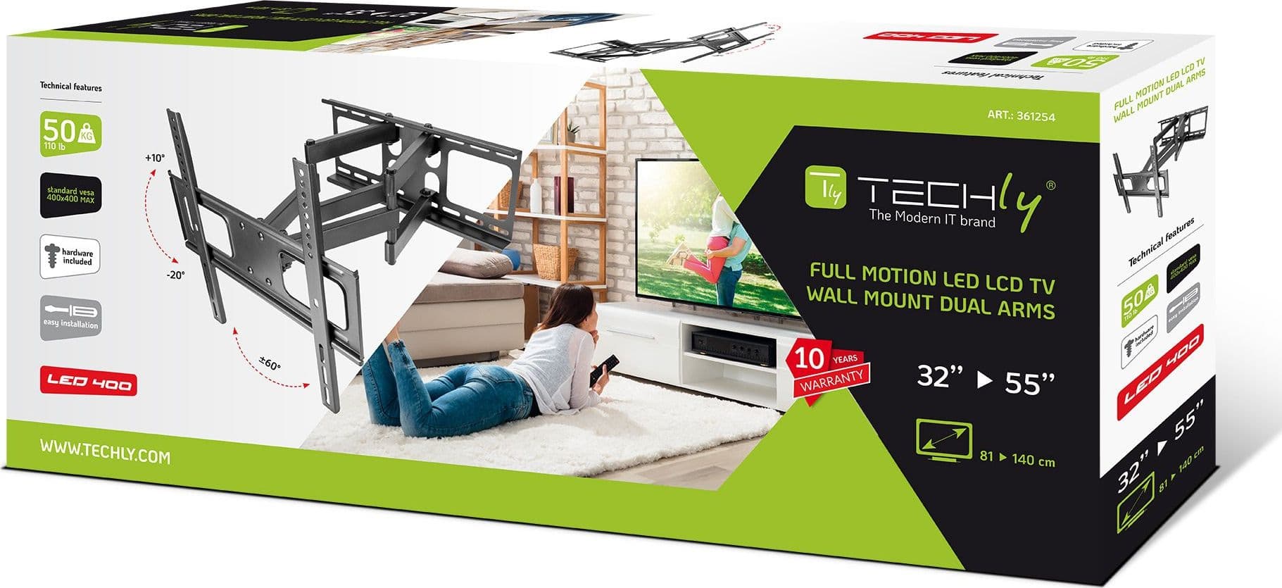 Staffa da Muro con doppio braccio per TV LED/LCD 32-55''
