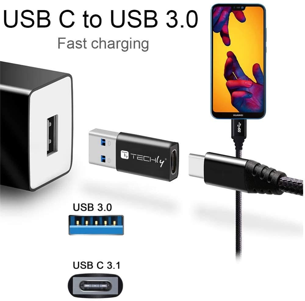 Adattatore Convertitore USB 3.0 USB A Maschio a USB-C&trade Femmina Nero in Caricabatterie da muro Scontolo.net - Potenza, commercioVirtuoso.it