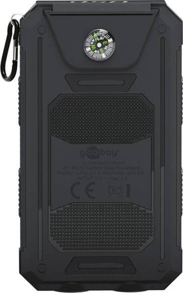 Powerbank Outdoor Energia Solare 8000 mAh con Torcia IP45 2xUSB Nero in Caricabatterie portatile Scontolo.net - Potenza, commercioVirtuoso.it