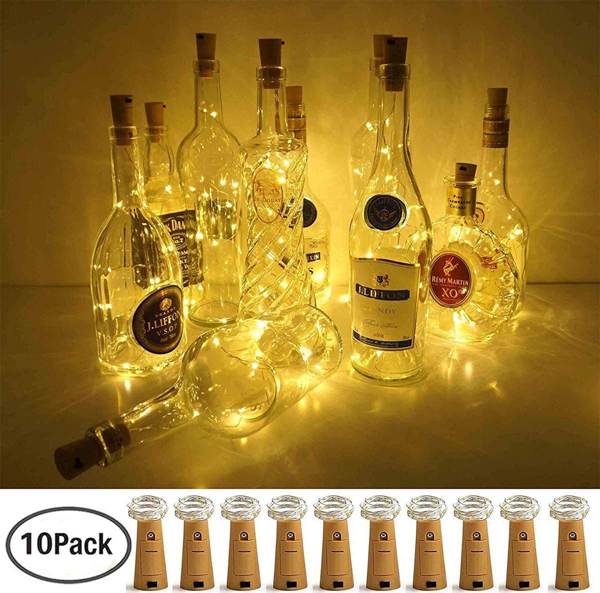 10 Strip da 20 LED Bianco Caldo per Bottiglie in Catene luminose Scontolo.net - Potenza, commercioVirtuoso.it
