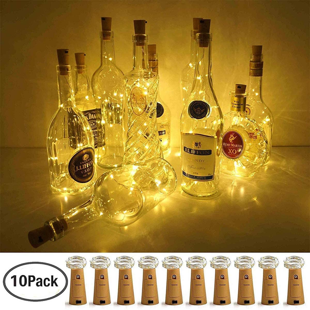 10 Strip da 20 LED Bianco Caldo per Bottiglie in Catene luminose Scontolo.net - Potenza, commercioVirtuoso.it