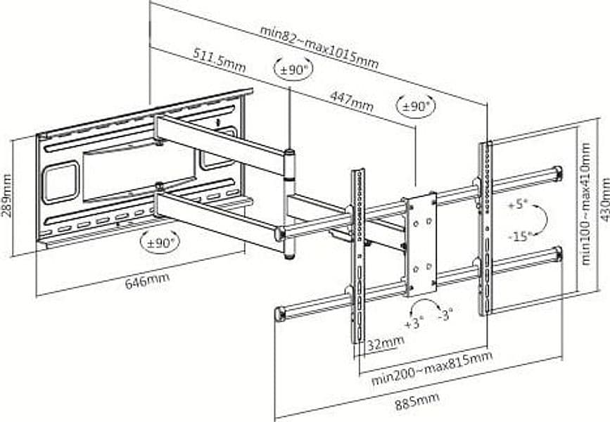 Staffa a Muro Braccio Estensibile fino a 1015 mm per LCD 43-80'' Nero in Supporti da parete e da soffitto Scontolo.net - Potenza, commercioVirtuoso.it