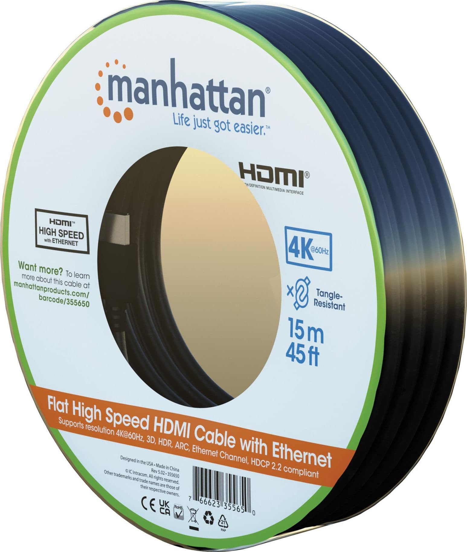 Cavo HDMI High Speed With Ethernet Piatto 15m nero