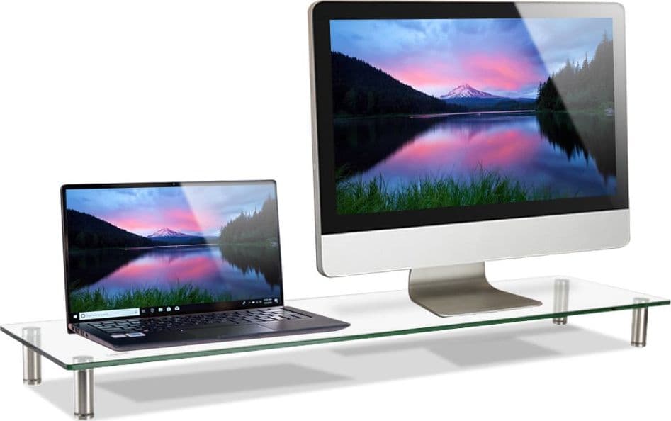 Stand Supporto da Scrivania in Vetro Trasparente per Monitor e Laptop in Supporti Scontolo.net - Potenza, commercioVirtuoso.it