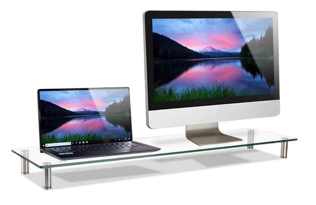 Stand Supporto da Scrivania in Vetro Trasparente per Monitor e Laptop in Supporti Scontolo.net - Potenza, commercioVirtuoso.it