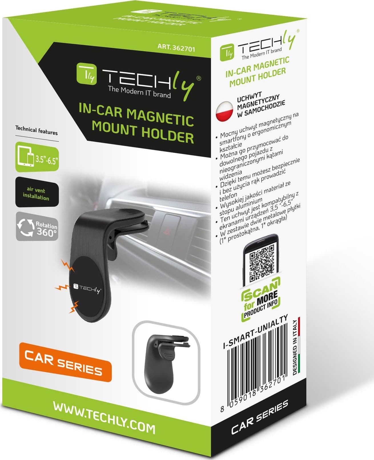 Supporto Magnetico da Auto per Smartphone con Due Placche Metalliche Universali