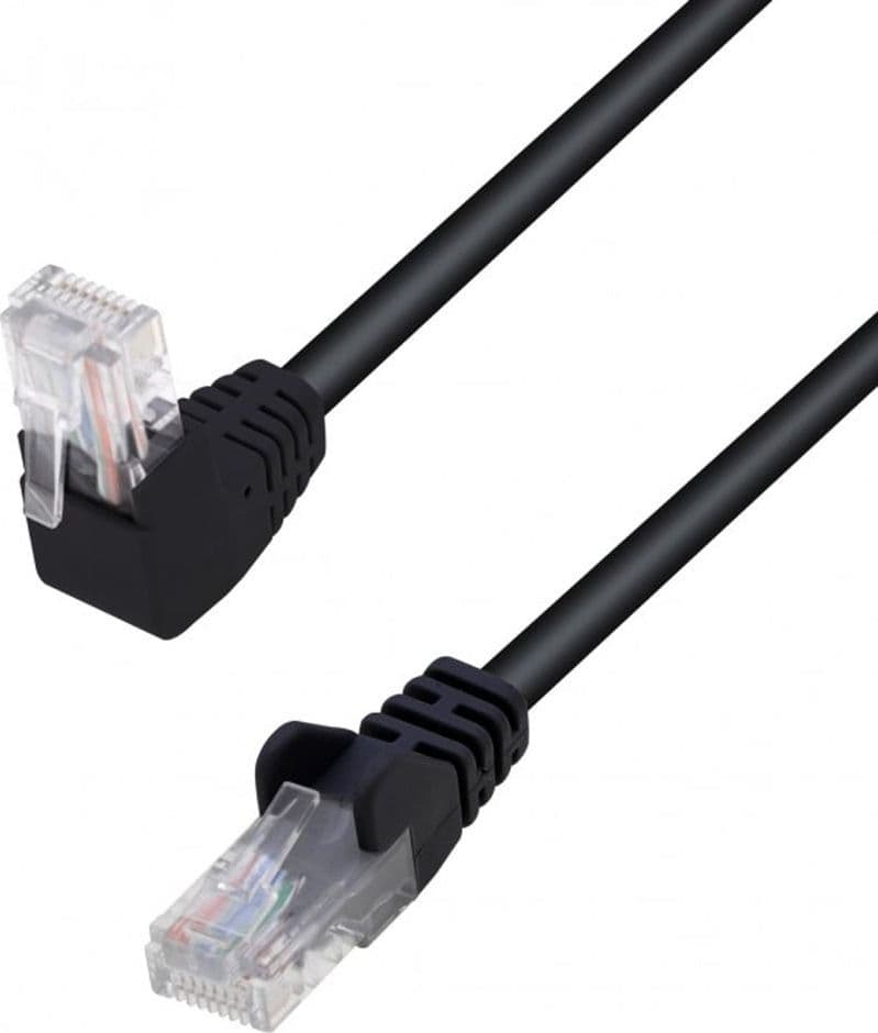 Cavo di Rete Patch Connettore Angolato 90&deg CCA Cat. 5E UTP 3 metri Nero in Cavi Ethernet Scontolo.net - Potenza, commercioVirtuoso.it