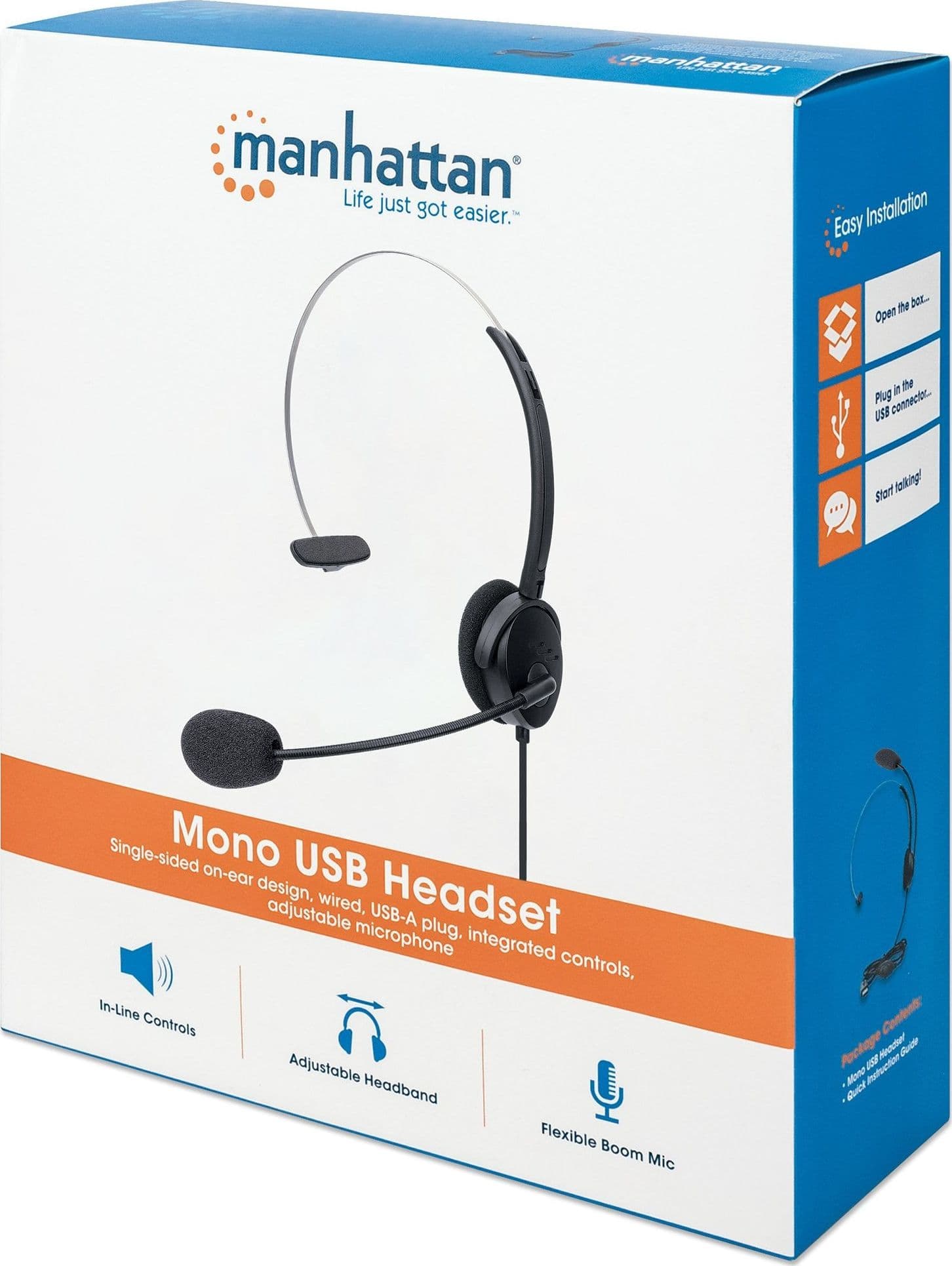 Cuffie Mono USB con Microfono Flessibile