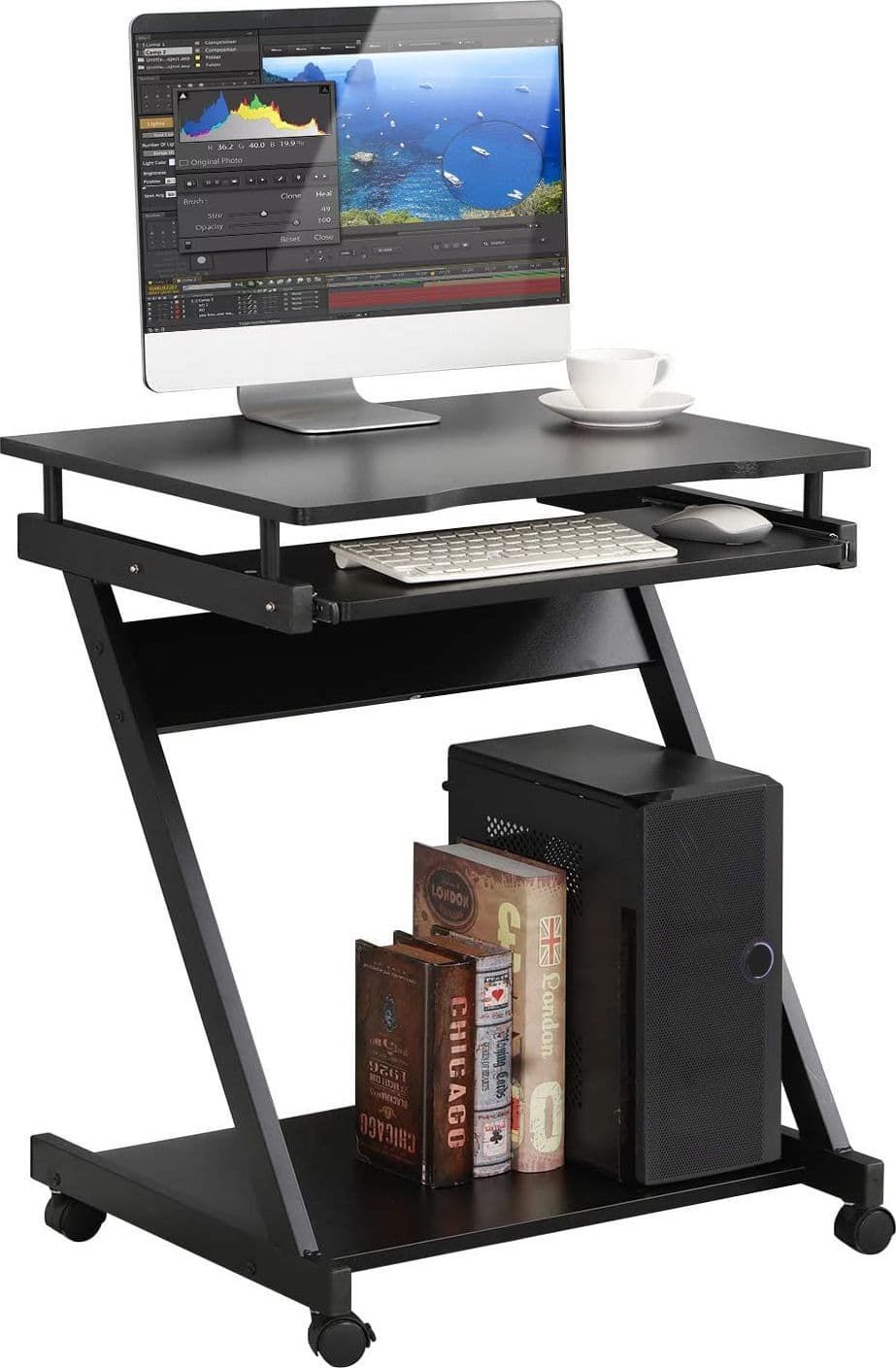Scrivania Compatta per Computer con Ripiano Estraibile per Tastiera in Scrivanie Scontolo.net - Potenza, commercioVirtuoso.it