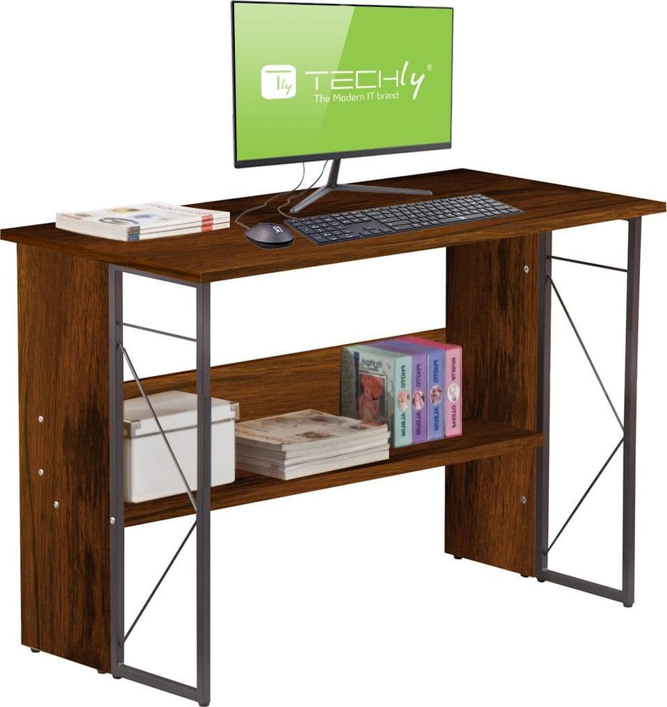 Scrivania per Computer Scrittoio Salvaspazio in Stile Industriale con Struttura Acciaio e Legno Marrone in Scrivanie Scontolo.net - Potenza, commercioVirtuoso.it