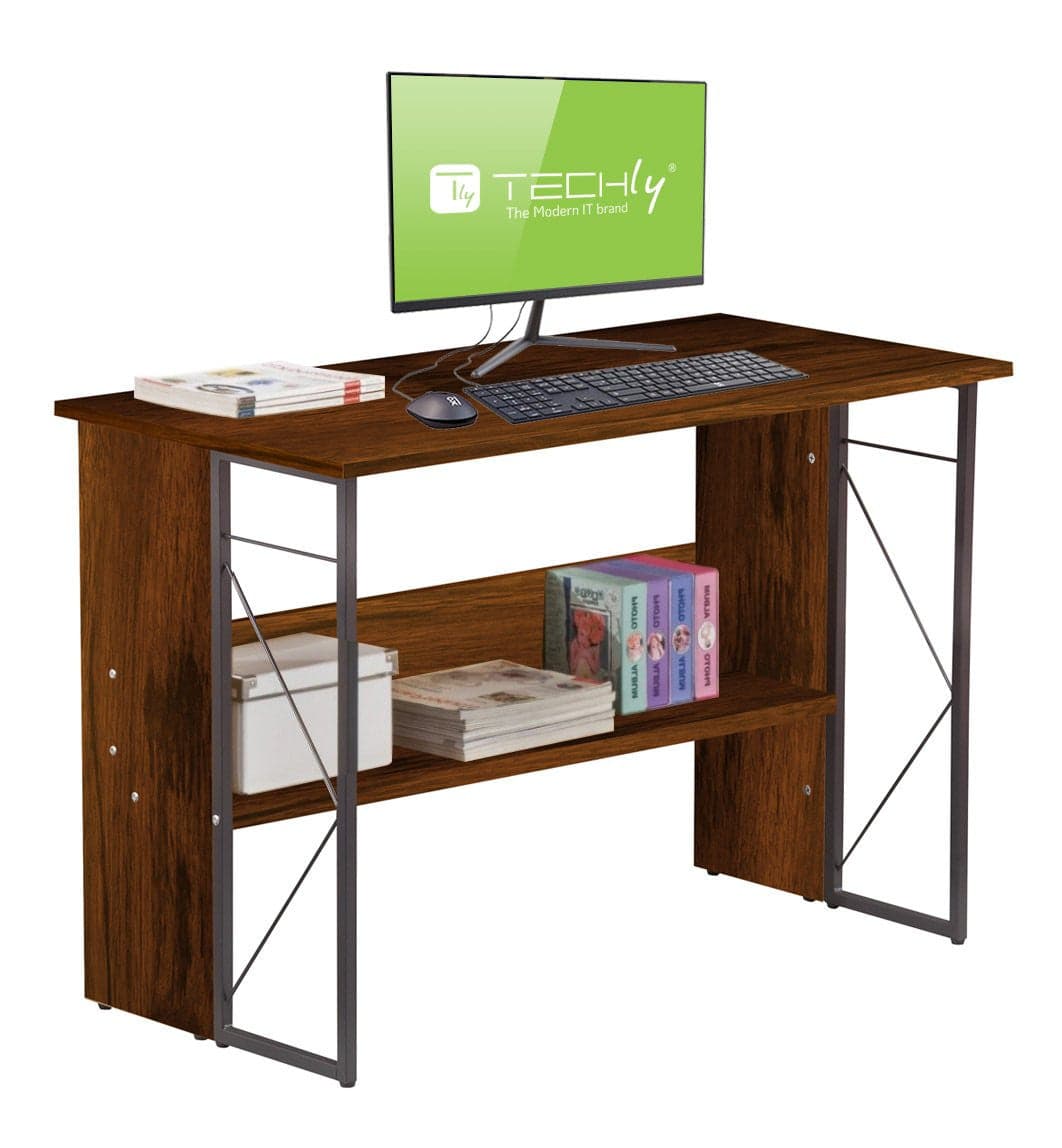 Scrivania per Computer Scrittoio Salvaspazio in Stile Industriale con Struttura Acciaio e Legno Marrone in Scrivanie Scontolo.net - Potenza, commercioVirtuoso.it