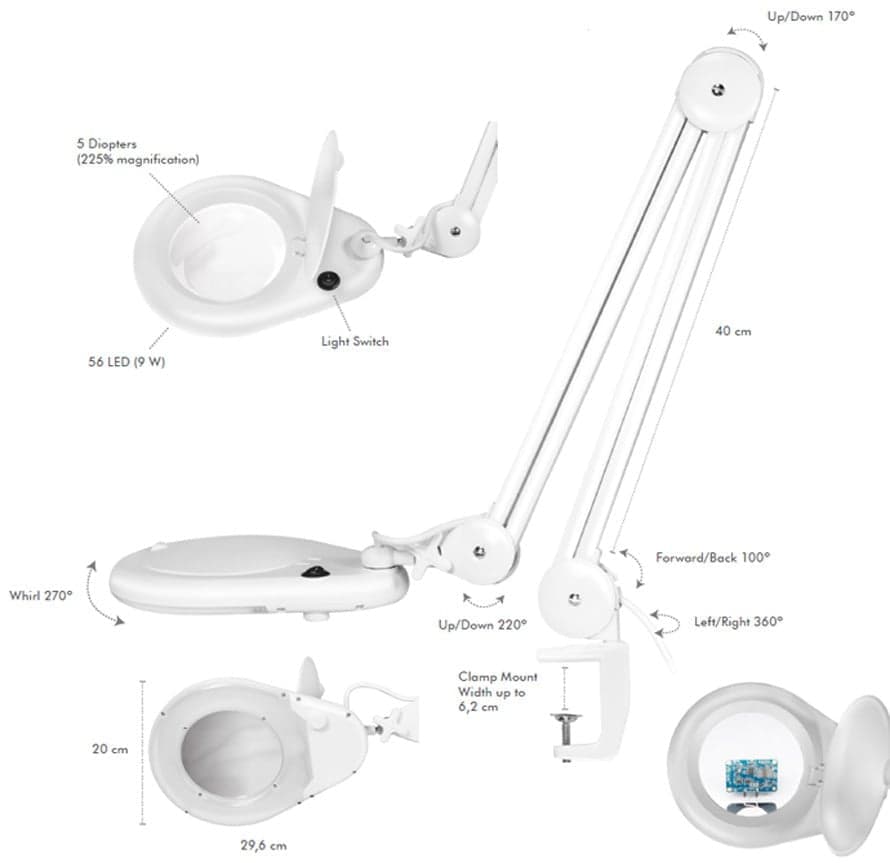 Lampada LED con Lente d'ingrandimento a 5 Diottrie Attacco a Morsetto in Loupe Scontolo.net - Potenza, commercioVirtuoso.it
