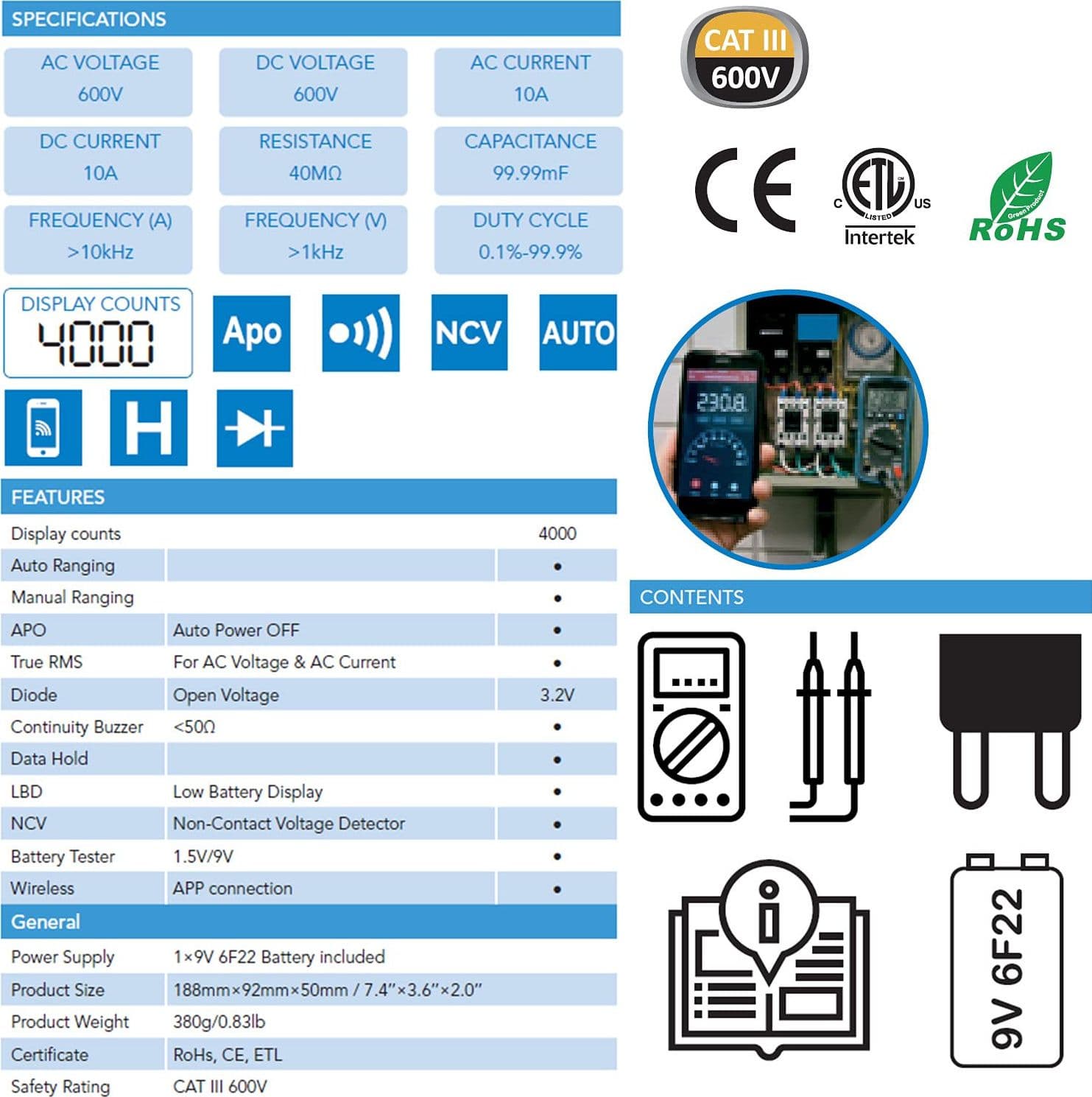 Multimetro Digitale con Connessione Bluetooth 4000 Counts CLOGIC5900CBINT in Multimetri Scontolo.net - Potenza, commercioVirtuoso.it
