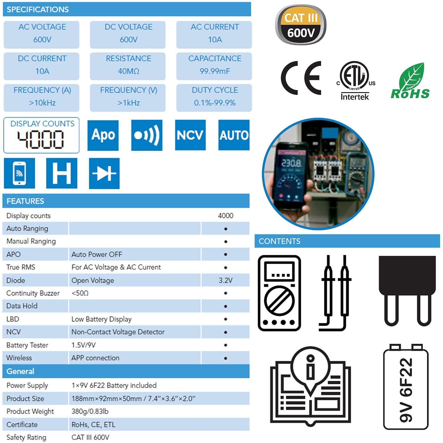 Multimetro Digitale con Connessione Bluetooth 4000 Counts CLOGIC5900CBINT in Multimetri Scontolo.net - Potenza, commercioVirtuoso.it