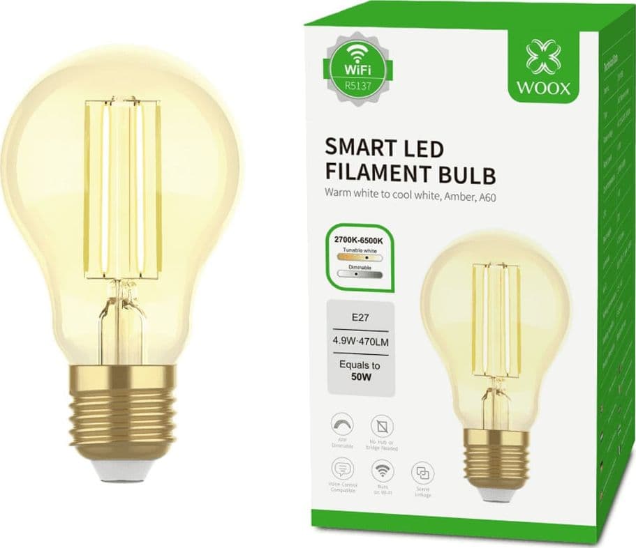 Lampadina Intelligente E27 Ambra Calda 4,9W LED a Filamento Alexa e Google Assistant Classe F, R5137