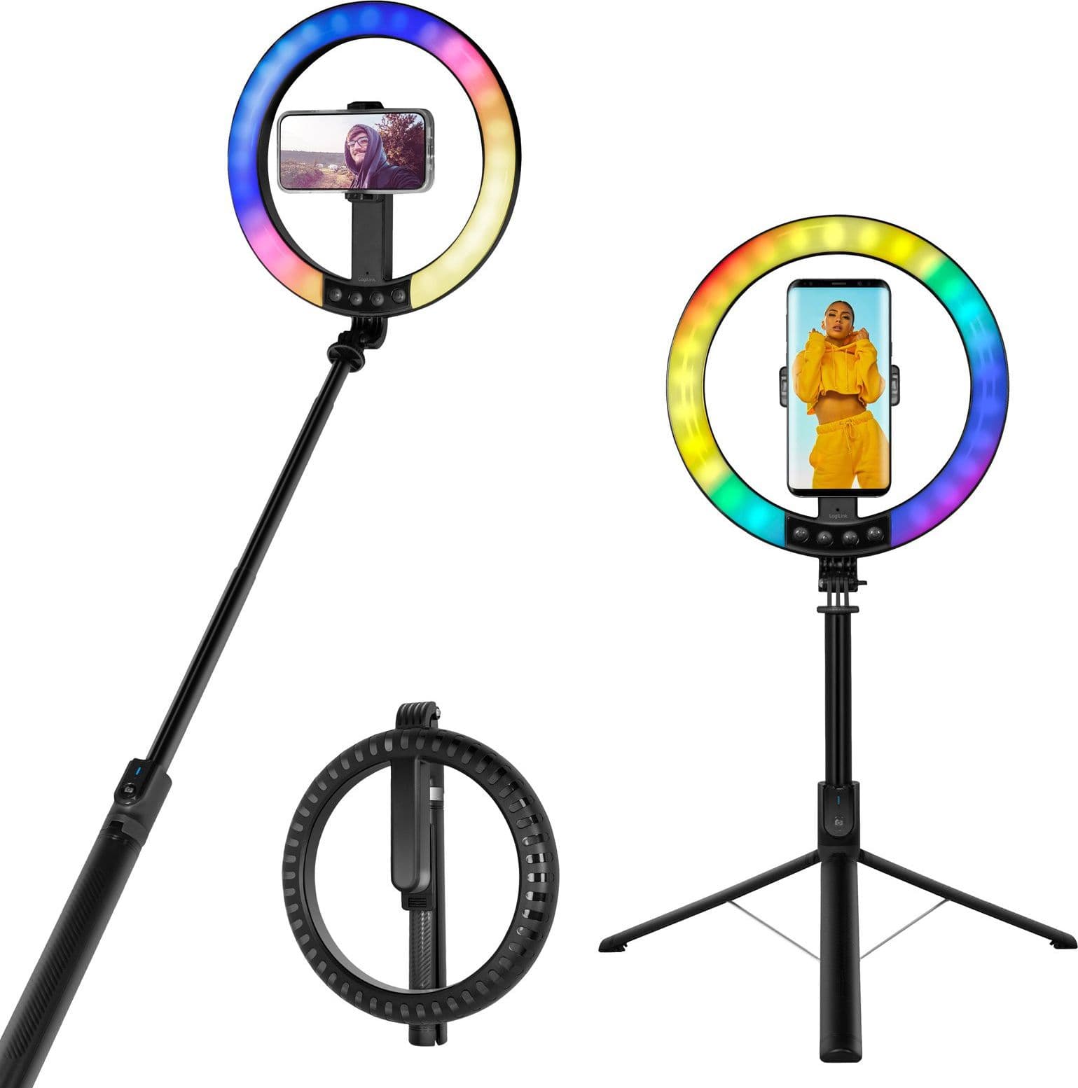Luce LED 26RGB Anello &oslash25cm con Treppiede Estensibile Selfie Stick in Flash Macro Ring Light Scontolo.net - Potenza, commercioVirtuoso.it