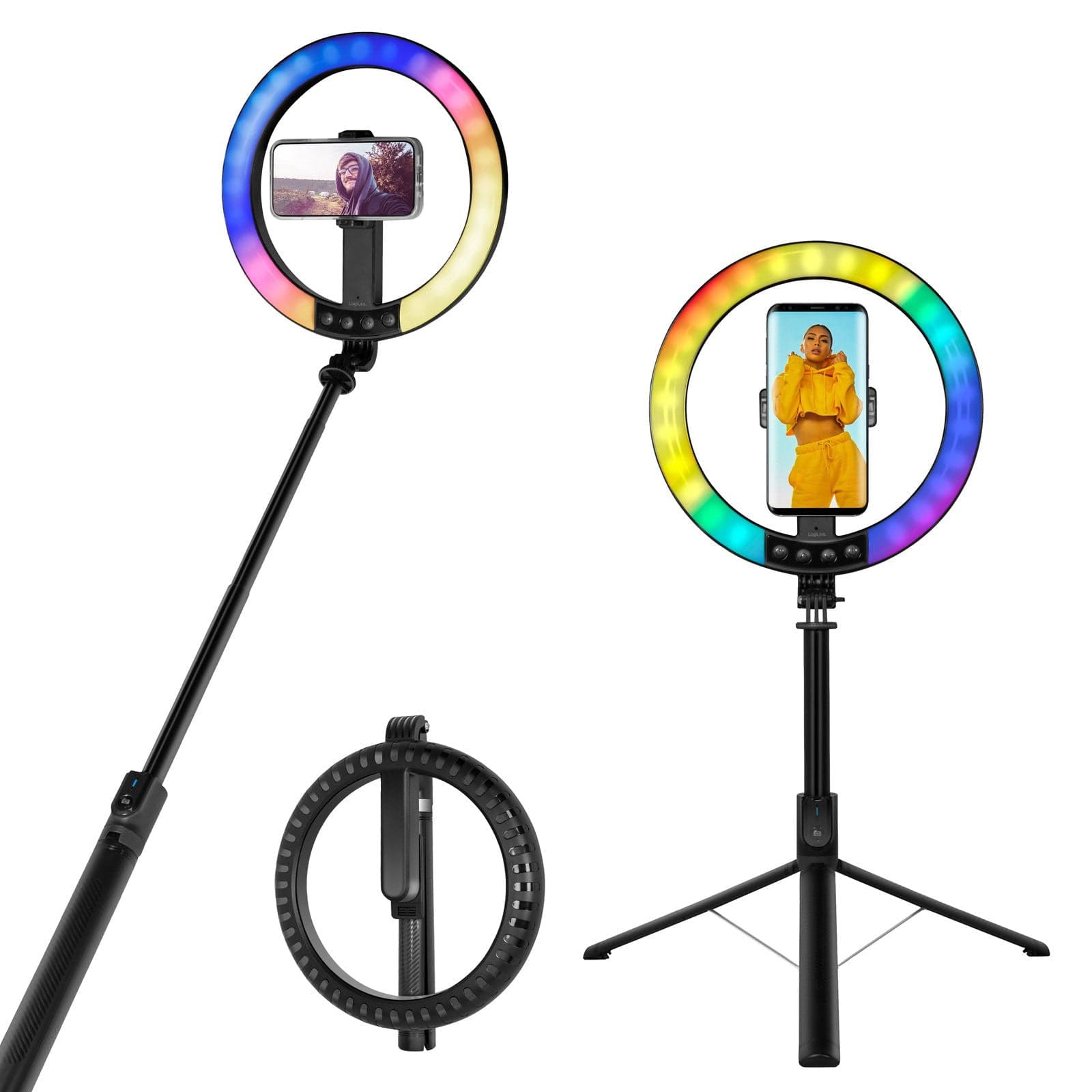 Luce LED 26RGB Anello &oslash25cm con Treppiede Estensibile Selfie Stick in Flash Macro Ring Light Scontolo.net - Potenza, commercioVirtuoso.it